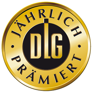Abbildung einer Siegelabbildung der DLG mit dem Titel "Jährlich Prämiert"